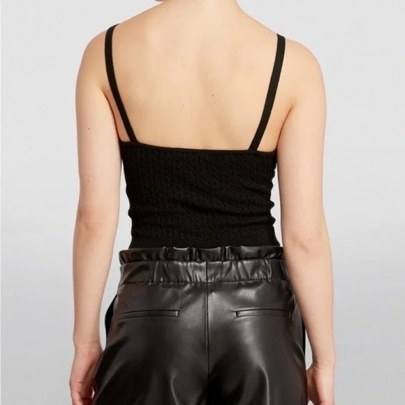 NEW Alice + Olivia Kenna Cable Knit Cropped Tank Crochet Black Sweetheart Neck L - Picture 10 of 11